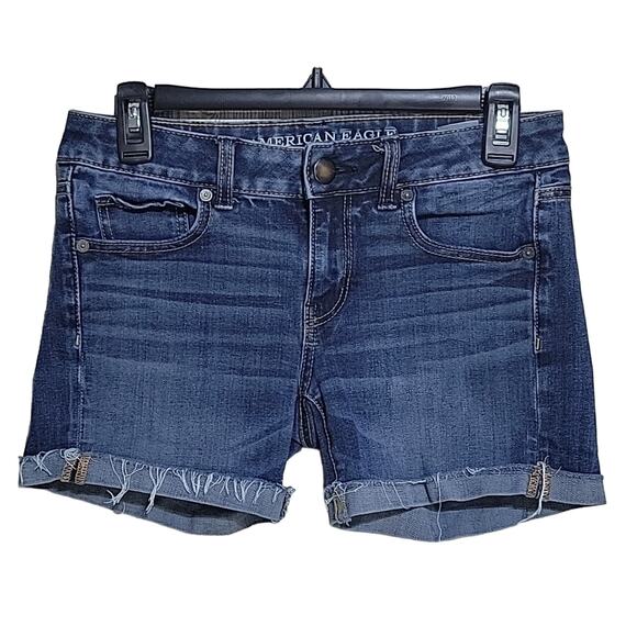 American Eagle Super Stretch Midi Jean Shorts Womens Size 2 - Picture 1 of 10